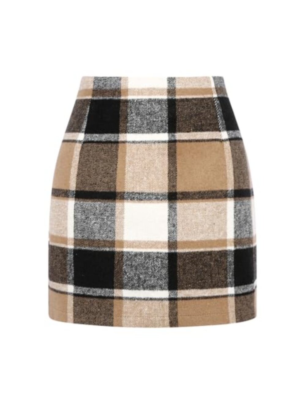 High Waist Plaid Pencil Mini Skirt Bodycon Wool Casual